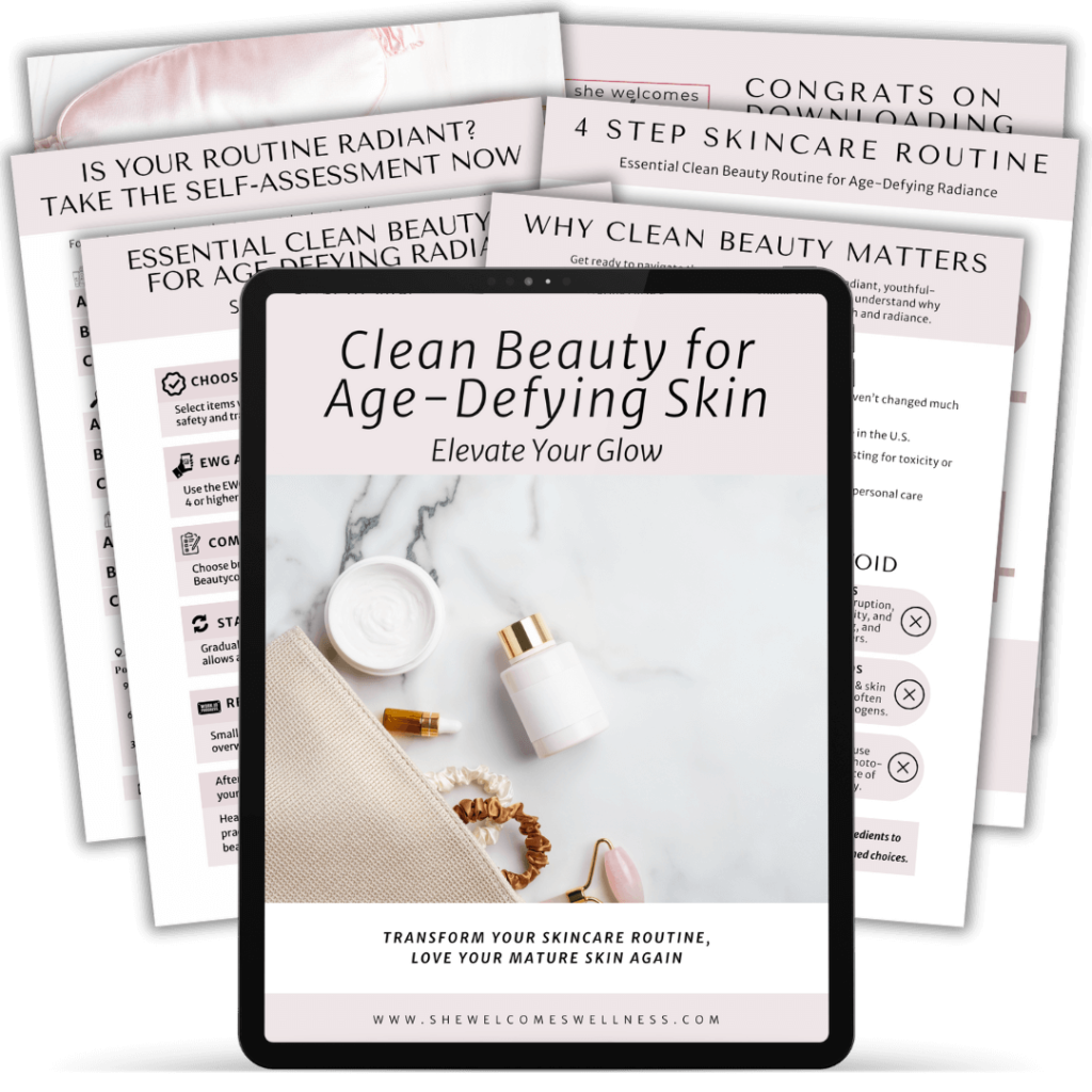 mock up of FREE Clean beauty guide to help you create a non-toxic lifestyle