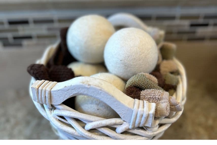 basket of wool dryer balls