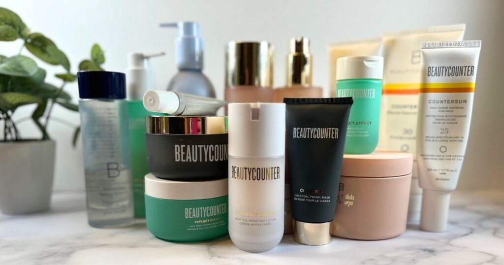 Recommended Beautycounter products on counter