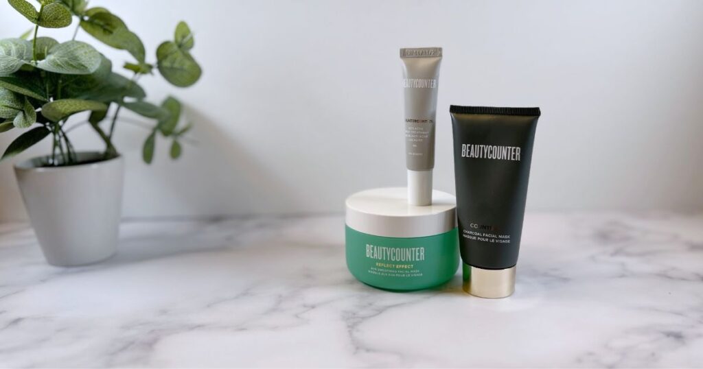 Recommended Beautycounter products for acne treatment and prevention on counter